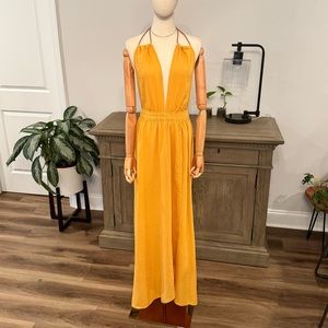 NWT Caravana Nefeli Wrap Cotton Maxi Dress in Striking Mustard Yellow | …